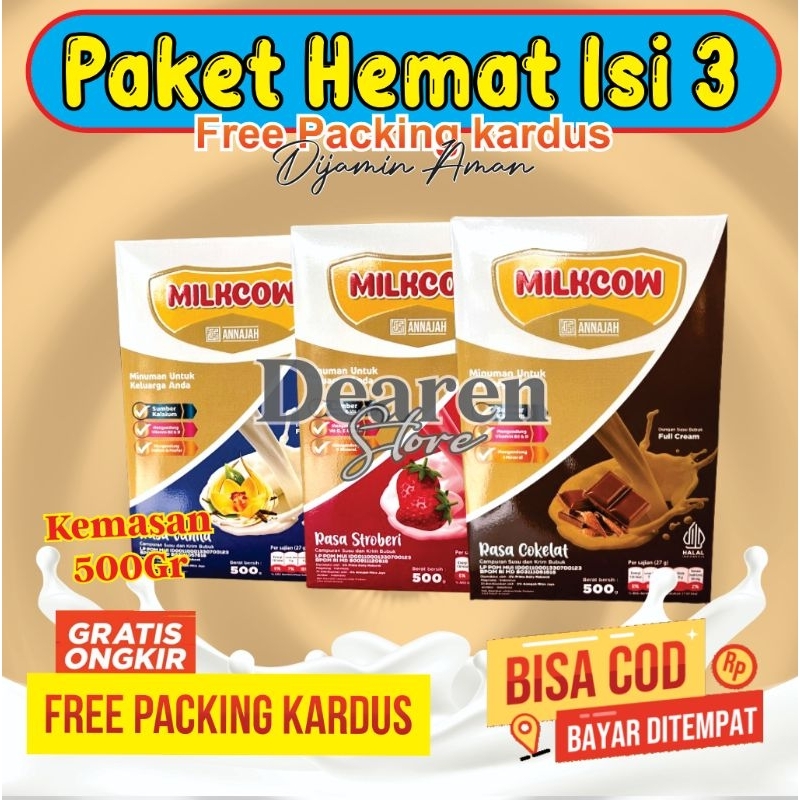 

MILKCOW Susu Paket Hemat isi 3 Box . susu penggemuk badan kemasan 500 gram 3 box lebih hemat. susu penambah berat badan ampuh