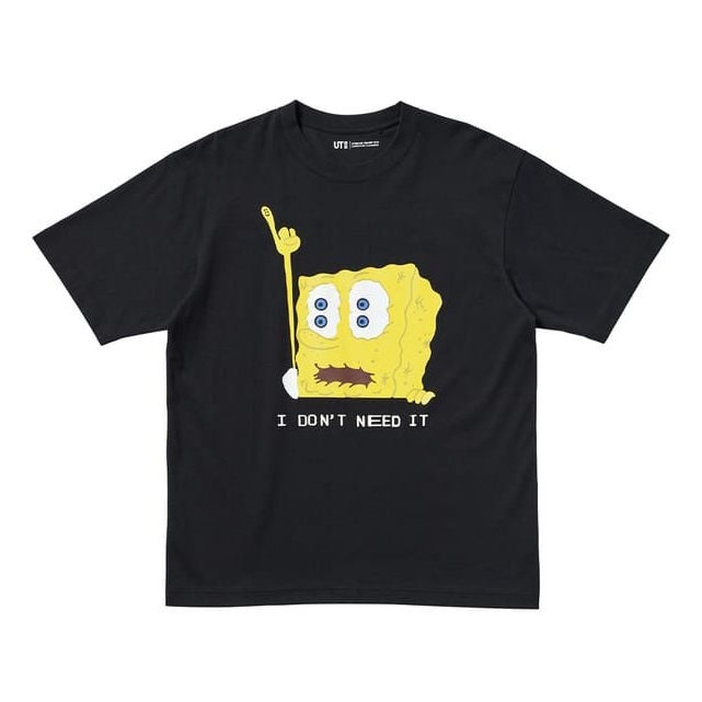 Kaos Uniqlo X Spongebob | Tee T-Shirt UT 2024 Kode 02 - Hitam