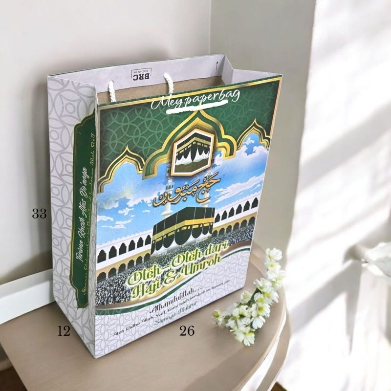 

Paper Bag Haji & Umroh Motif Awan Ka'bah Premium Uk 26x33