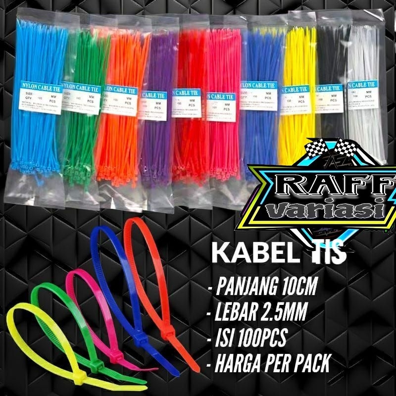 

Kabel ties/kabel tis/cable tis 2.5* 100mm (10cm) hitam putih warna warni isi 100pcs
