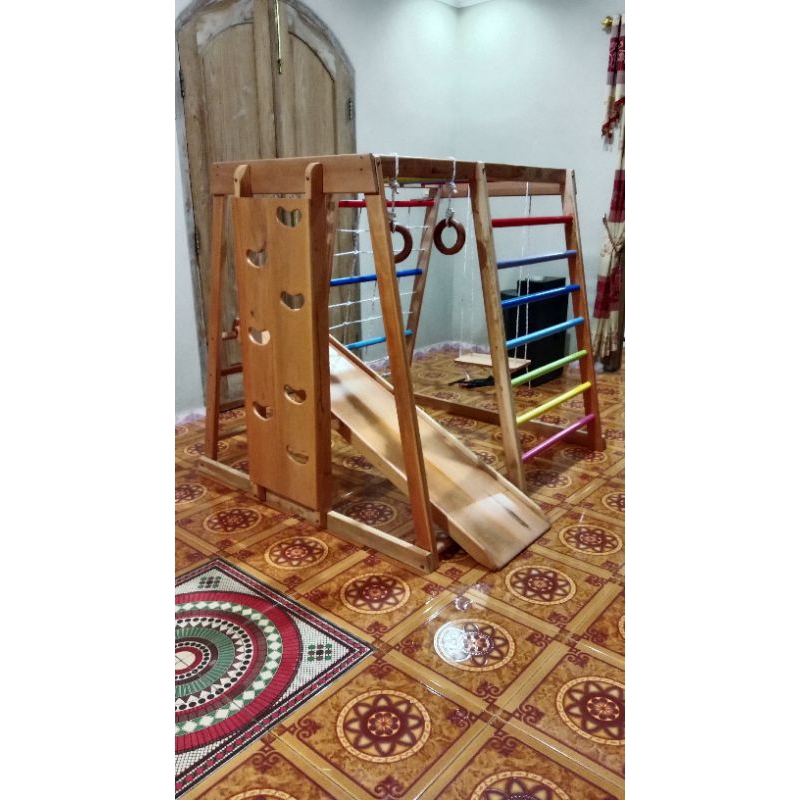 set playground kayu / brakiasi kayu / tangga brakiasi