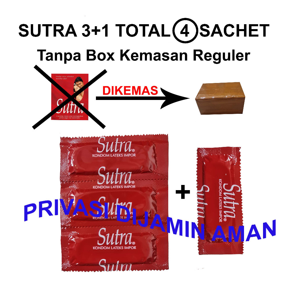 Sutra Merah Classic Isi 3 + 1 Pcs Kondom Econopack / Box Tulisan Kondom Sutra Diganti Kardus Polos