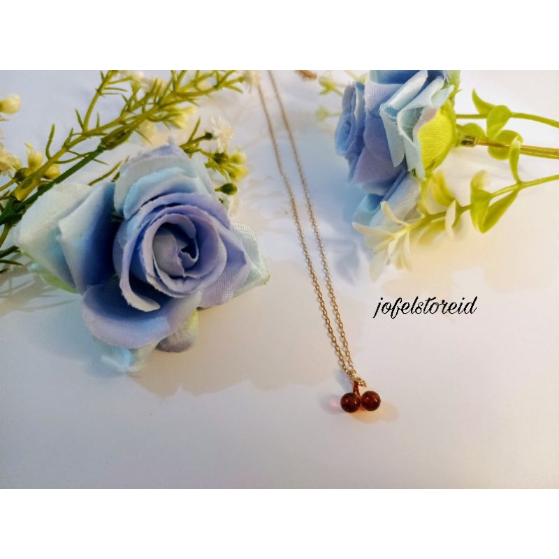 Kalung Wanita Model Buah Cery dari Titanium