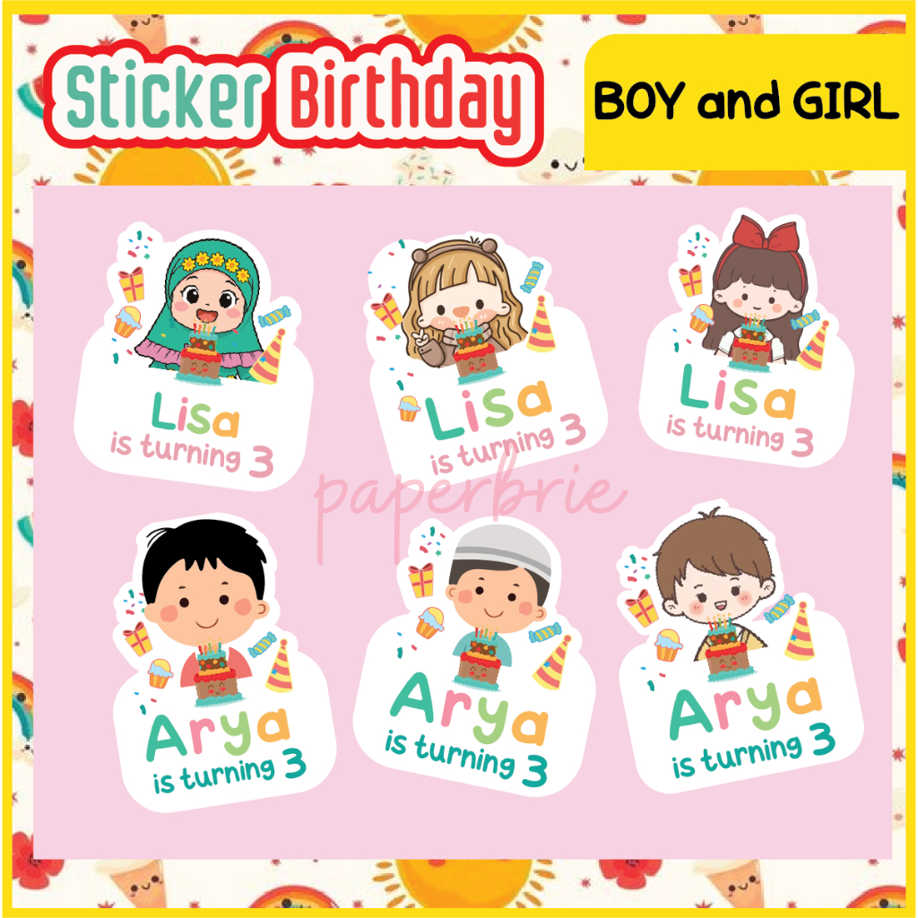 

Sticker Ulang Tahun Anak BOY and GIRL Sticker Bento Birthday Sticker Anak souvenir