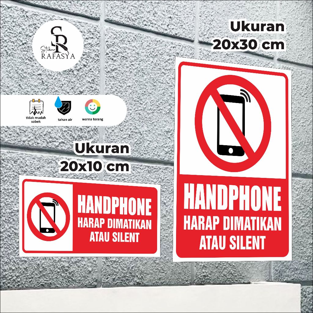 

STIKER Handphone Harap Dimatikan atau silent | stiker perhatian HP + laminasi glosy