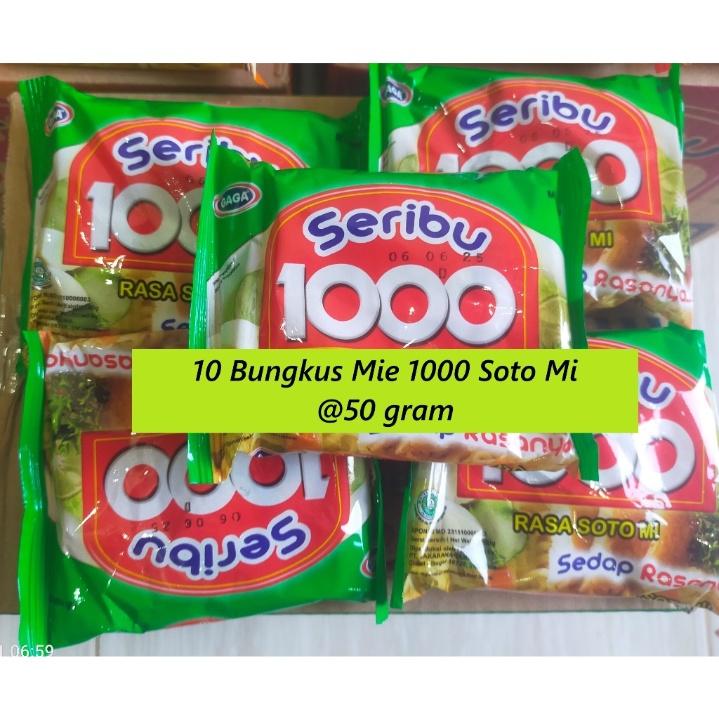 

Paket 231: Total 30 bungkus , 20 mie 1000 goreng/soto , 5 Goreng Extra Pedas , 5 Goreng Sakura