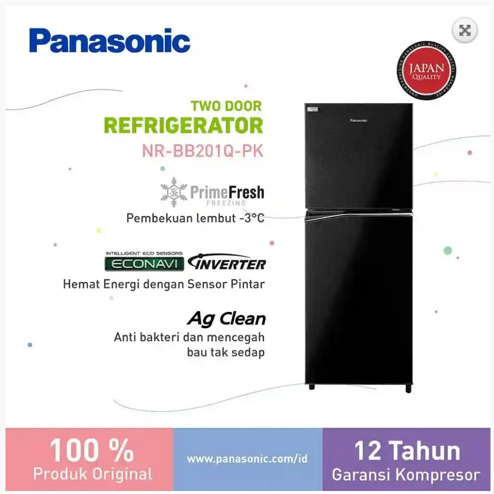 PANASONIC KULKAS 2 PINTU KECIL SMALL 2 DOOR REFRIGERATOR NRBB201QPK