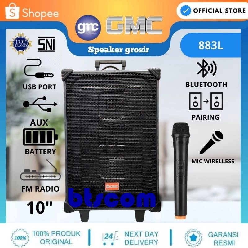 Speaker Portable Gmc 883L / GMC883L / GMC 883 L New Free 1 Mic Wirelles.Garansi 1 Tahun