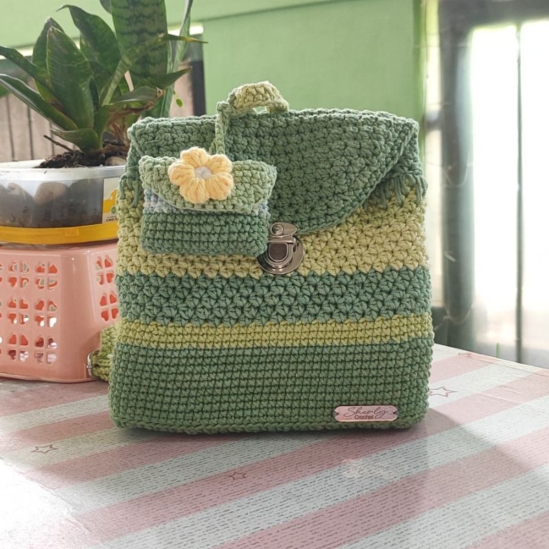 Tas rajut ransel/Mini backpack Crochet