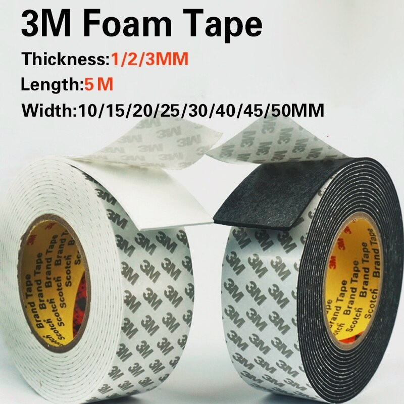

Single Sided Foam Tape 3M 30mm X 5m X 2mm (lebarxpanjangxtebal foam) warna hitam