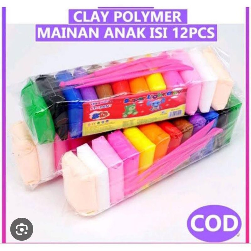 clay/clay mainan isi 12 warna/ clay isi 12