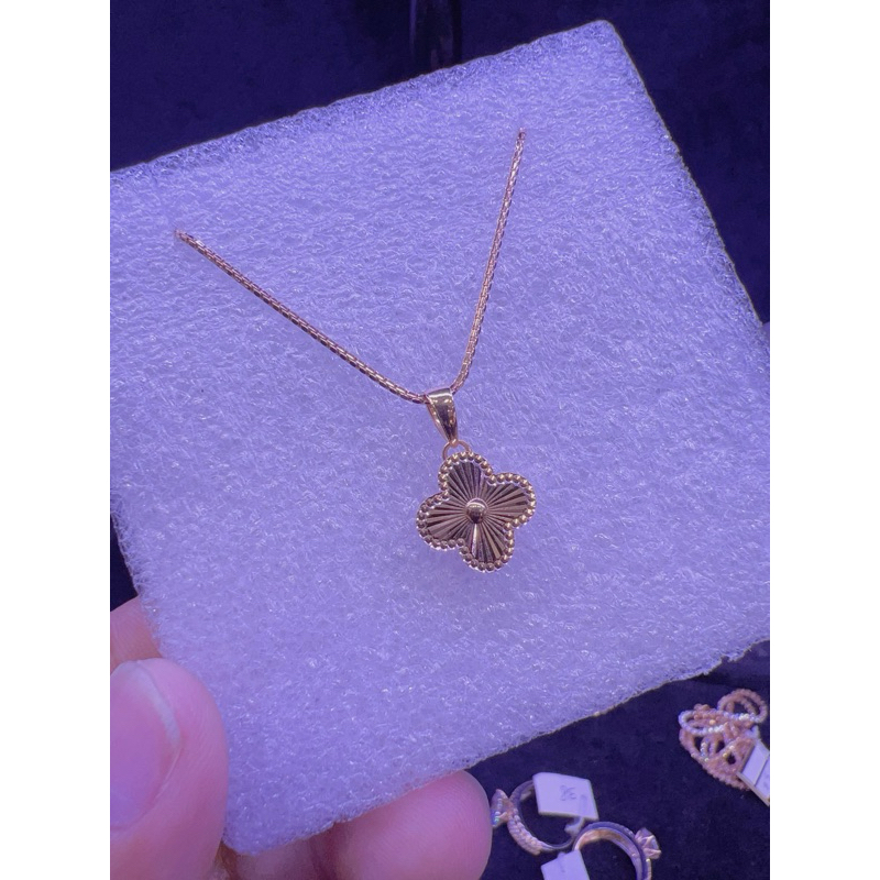 KALUNG SATU SET LIONTIN ALHAMBRA NEW ROSE GOLD EMAS ASLI