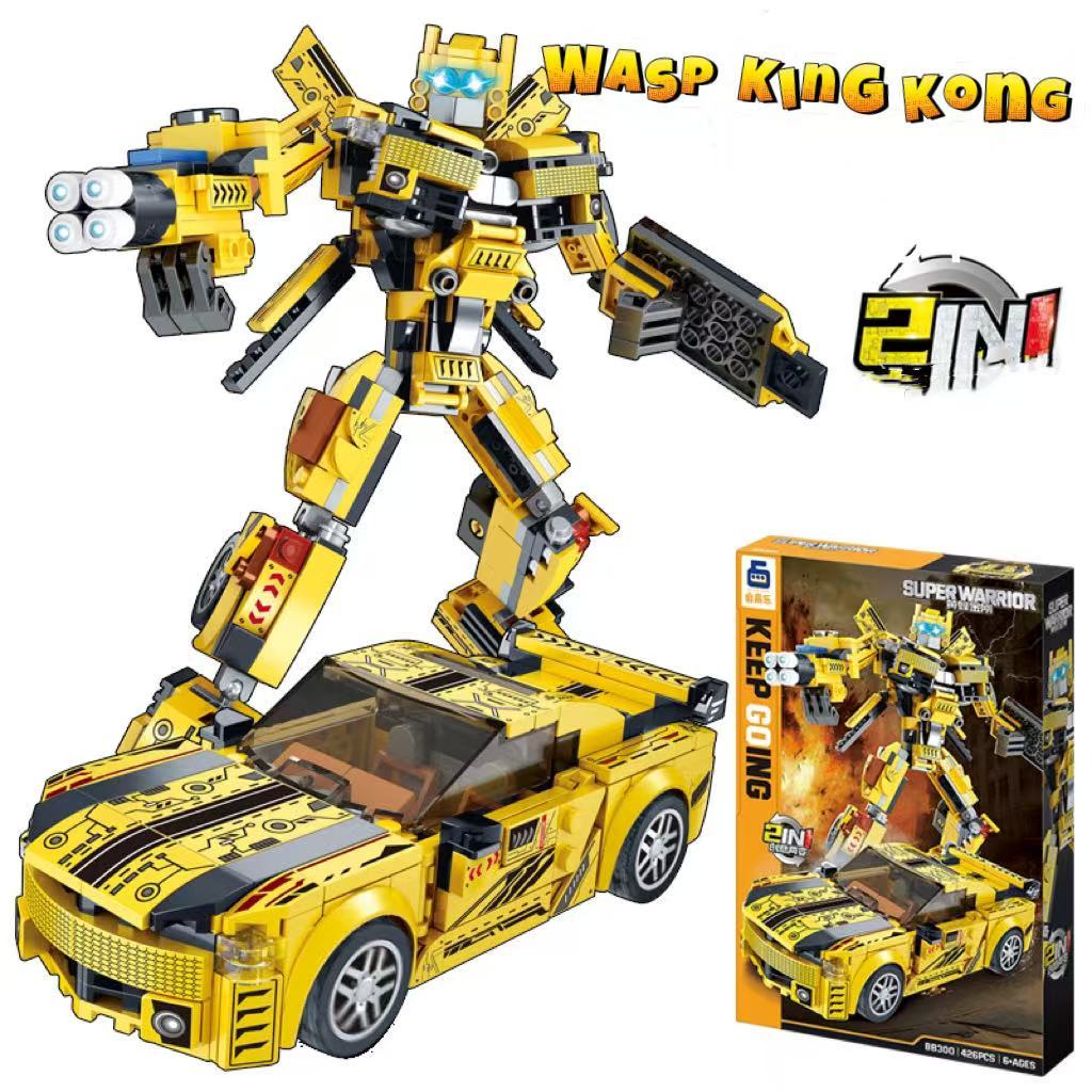 Diamond Warrior Robot Wasp Warrior Transforming Assembly Puzzle Building Blocks Boy Toy Birthday Gift