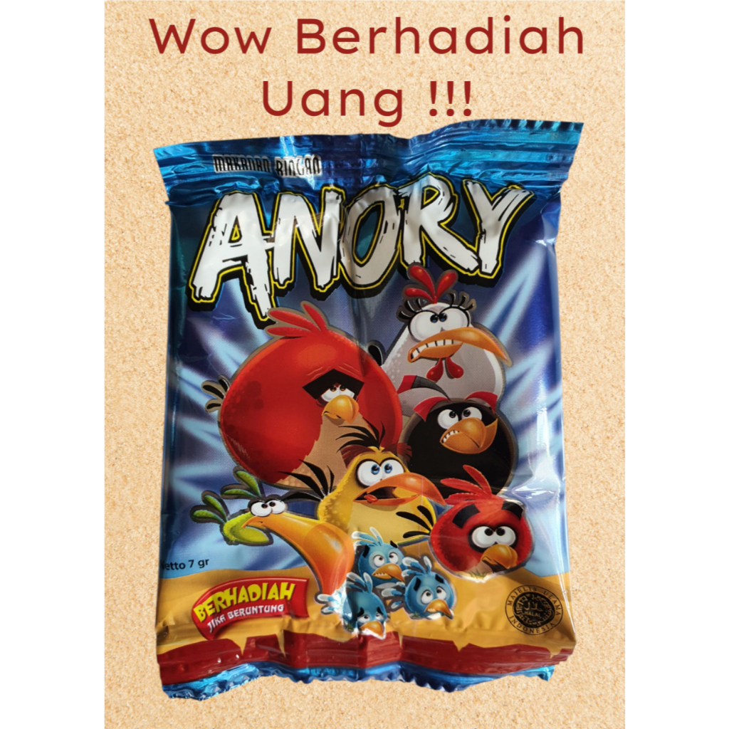 ISI 20 BKS. Makanan Ringan Snack Ciki "ANORY" Angry Birds Berhadiah Uang Tunai