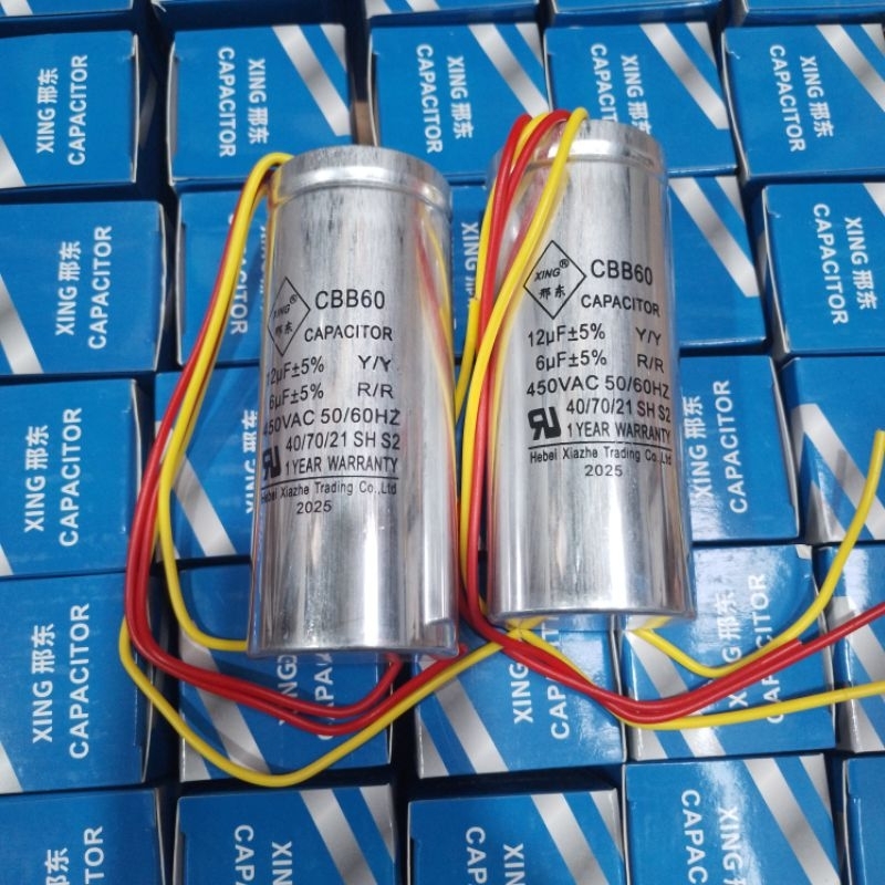 kapasitor mesin cuci 2 tabung 12+6uf CBB60 450VAC