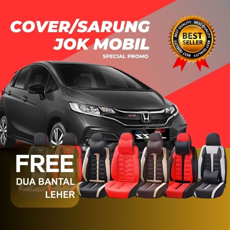 Cover Jok Mobil Honda Jazz Lama 2004-2007 Full Set 2 Baris Free 2 Pcs Bantal Leher