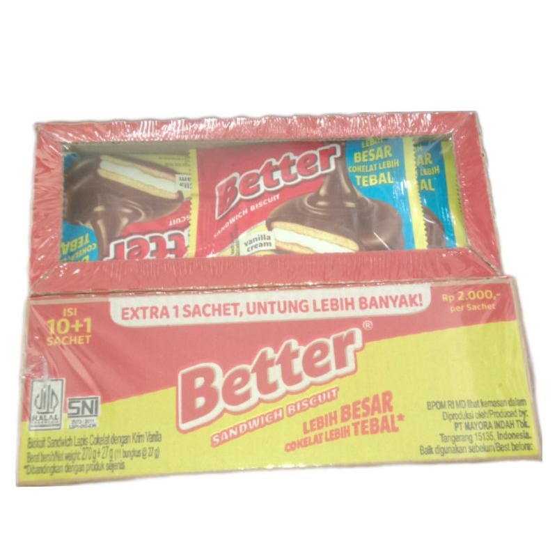 

Better Biskuit Sandwich Cokelat 270gr, Arden Cookies Chocolate 270gr