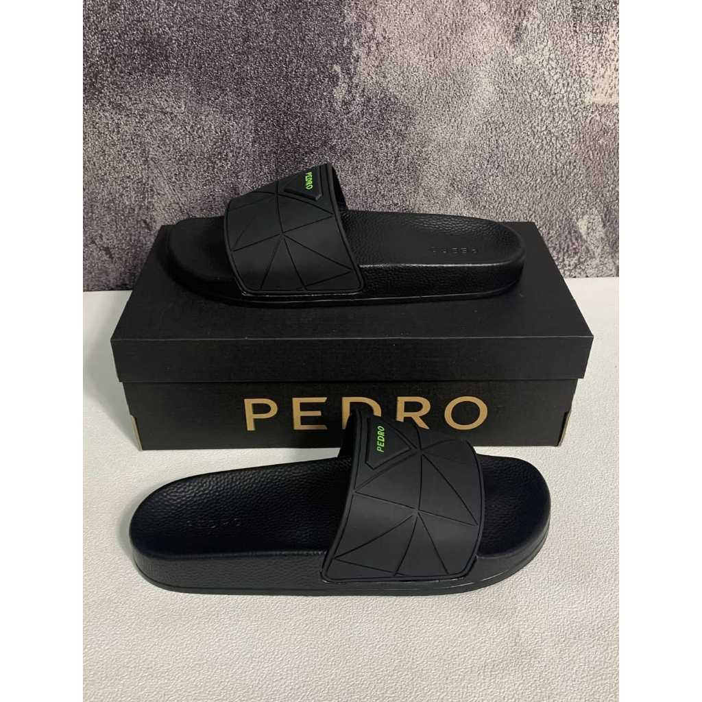 Sendal/Sendal Slide/Sendal Pria Murah Terlaris Original Import PEDRO Blackgreen Corak Limited