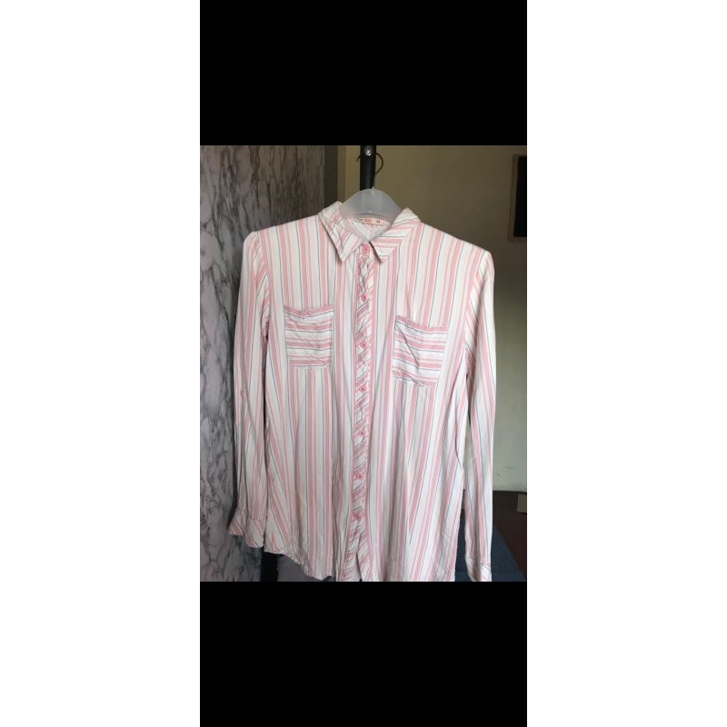 Kemeja Salur Pink