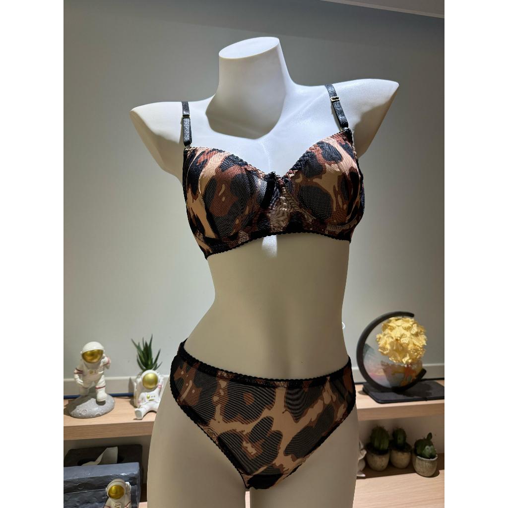 N7457 sexy lingerie bra set pakaian dalam seksi wanita bra berkawat leopard