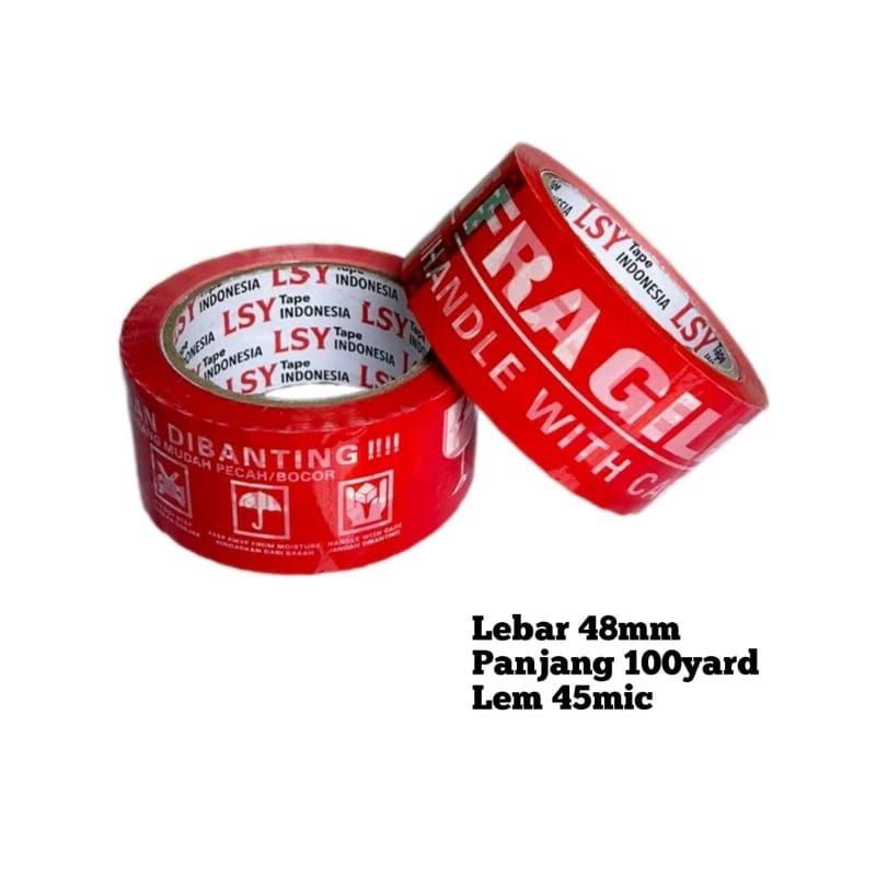 LAKBAN FRAGILE 100 YARD MERAH 48x100 Yard
