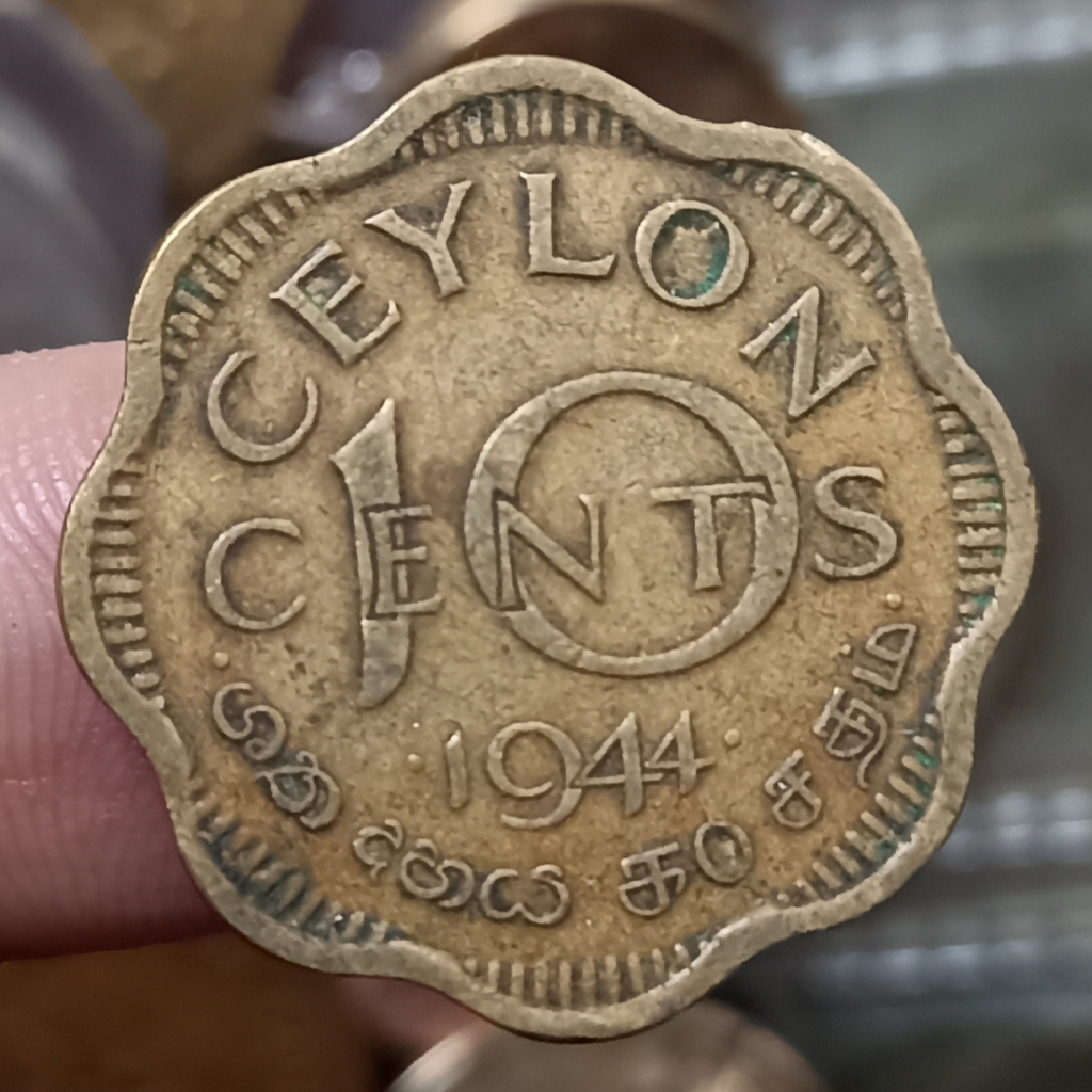 Koin Kuno Sri Lanka 10 Cents - George VI Tahun 1944