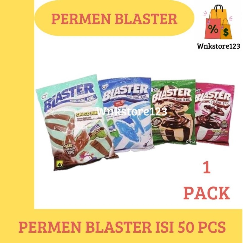 

Blaster permen kemasan 1 pack isi 50 bungkus