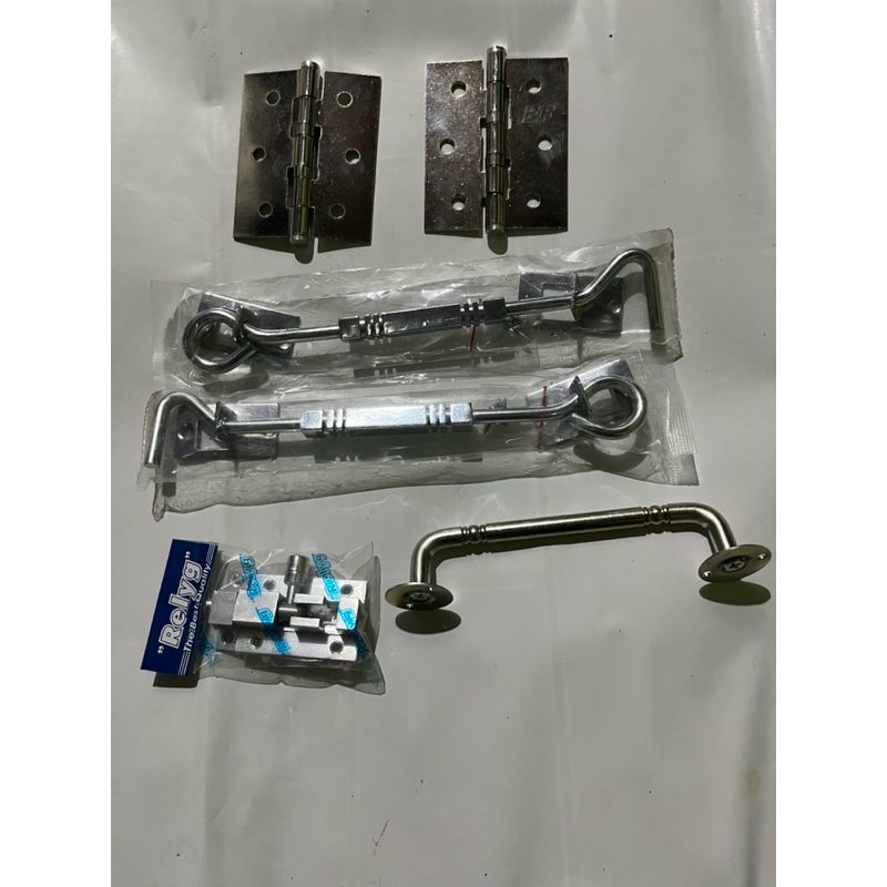 paket lengkap pasang jendela 2pcs engsel jendela 2pcs centelan jendela 1pcs grandel aluminium dan 1p