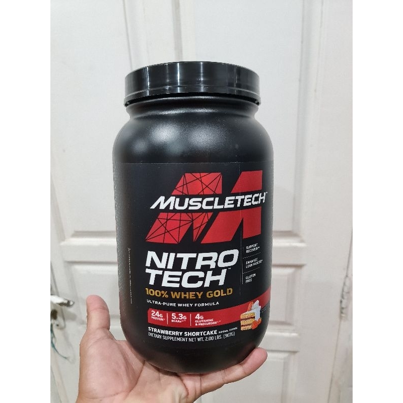 MUSCLETECH NITROTECH 100% WHEY GOLD 2LB 900gr WHEY PROTEIN 900 gram bukan ON wgs whey gold standard 