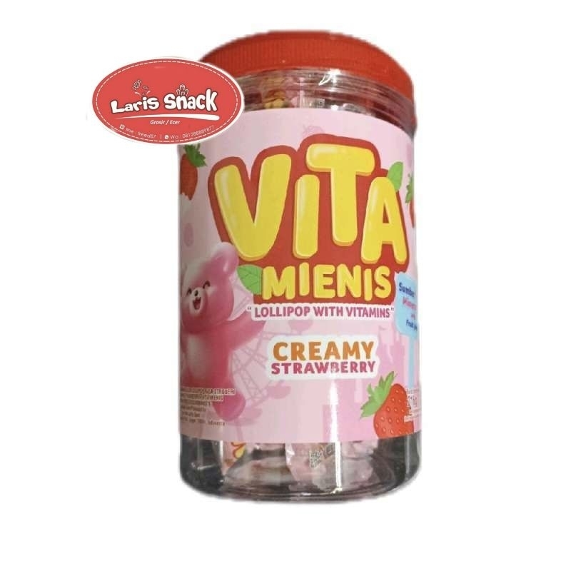 

Yupi Vita Mienis Creamy Strawberry Lolipop With Vitamin Toples