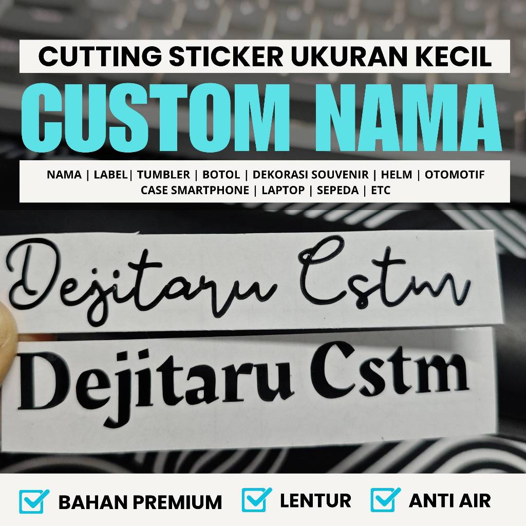 

Cutting Sticker Custom Nama Suka Suka Tulisan Bebas Custom Logo Tumbler Label Helm Laptop Mobil