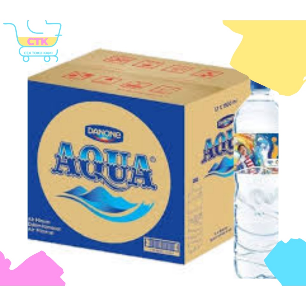 

KHUSUS INSTAN Aqua Botol Besar 1500ml 12pcs Dus Kardus Karton Air Mineral Minum