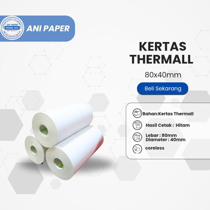 

kertas thermal kasir 80x40 mm poloscor isi 10roll