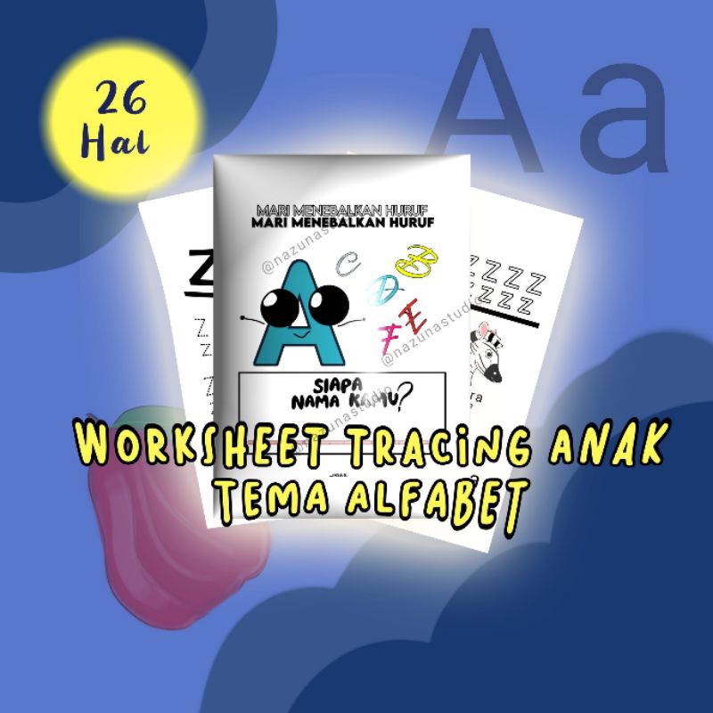 Worksheet Menebalkan Huruf A-Z untuk Anak | Belajar Menulis Huruf TK | Printable