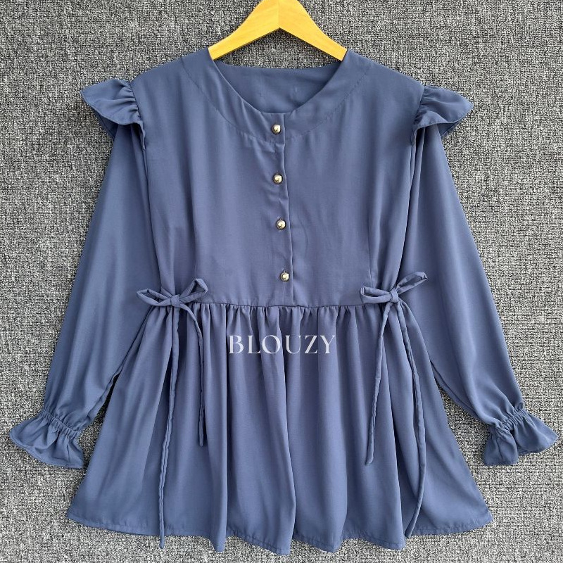 BLOUSE KOREA STYLE HIJAB OUTFIT PUTIH LEORA