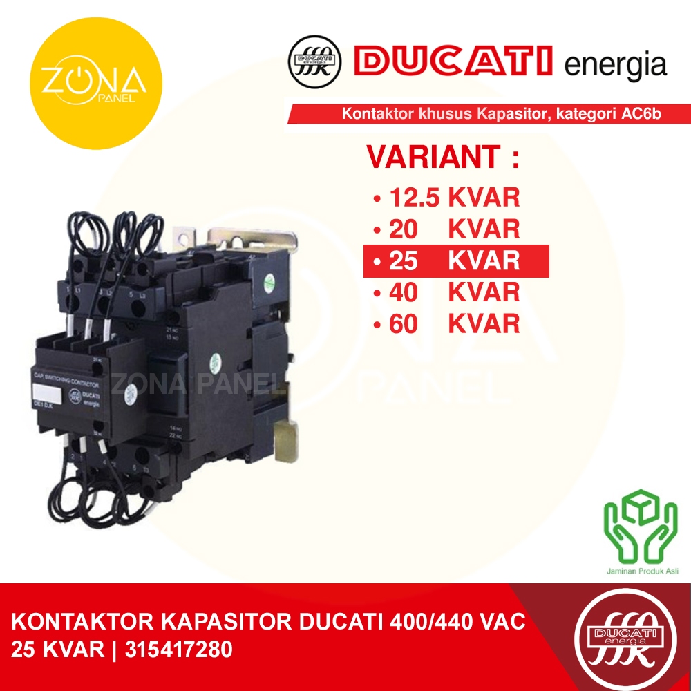 CONTACTOR FOR CAPASITOR KONTAKTOR KAPASITOR DUCATI 25KVAR 25 KVAR 400/440VAC 315417280