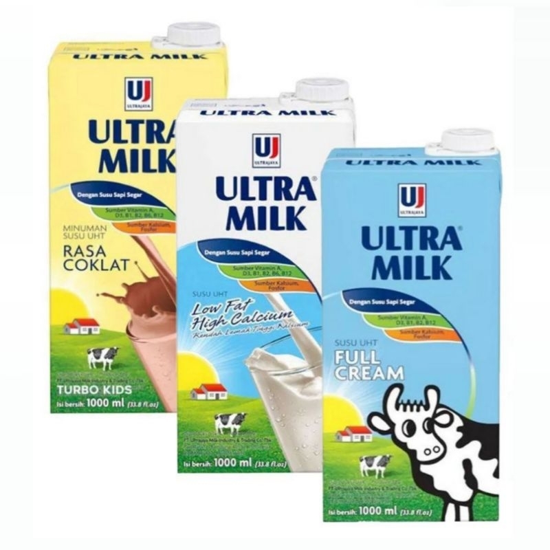 

ULTRA MILK SUSU UHT COKLAT 1 Liter 1000 ml FULL CREAM LOW FAT PLAIN LOW FAT COKLAT