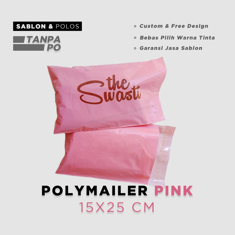 

Plastik paket polymailer warna pink packing baju asesoris hijab