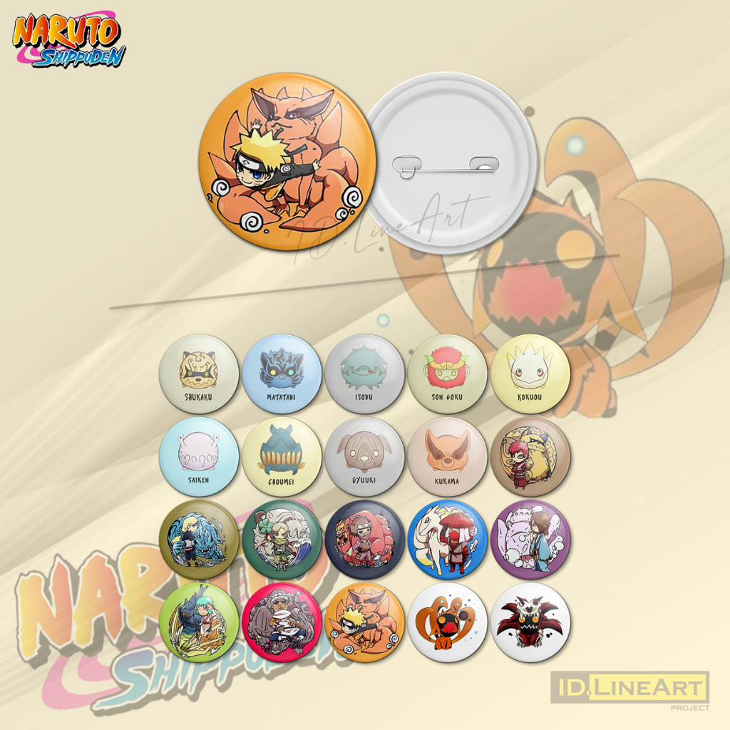 Pin Button ANIME NARUTO JINCHURIKI CHIBI Pin Plastik Bros Aksesoris