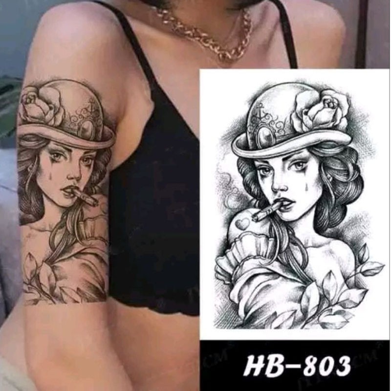 Tato Temporer HB-803 WANITA CANTIK TattOo Temporary DADA PUNGGUNG size 21x15cm TATO BASIC