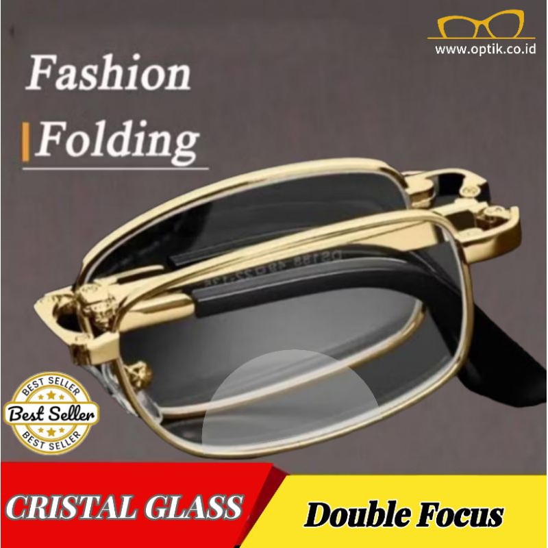 Kacamata Plus Baca Dan Jalan Double Fokus Frame Lipat Lensa Anti Radiasi Blueray - Photocromic - Kac