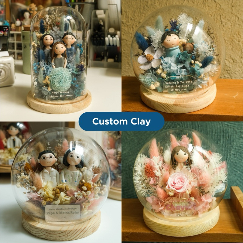 Glass Dome with CUSTOM CLAY (handmade)
