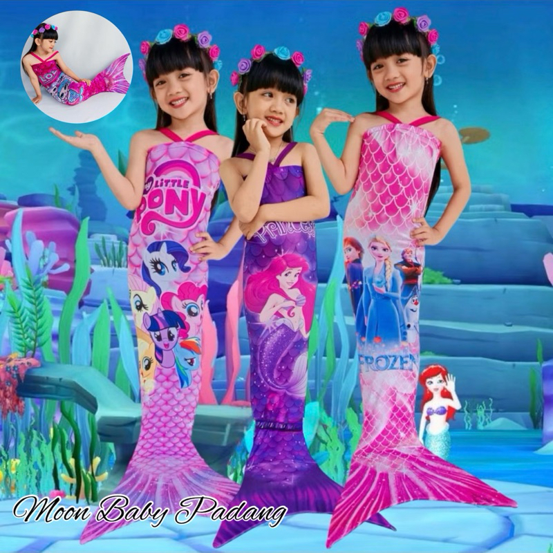 [Moon Baby] Kostum Mermaid Baju Duyung Baju Renang Ekor Mermaid Putri Duyung Anak Perempuan PREMIUM