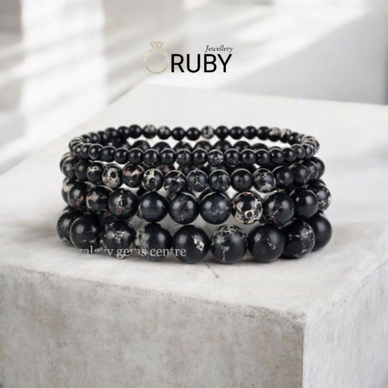 Gelang Batu Akik Pirus Hitam Original Stone