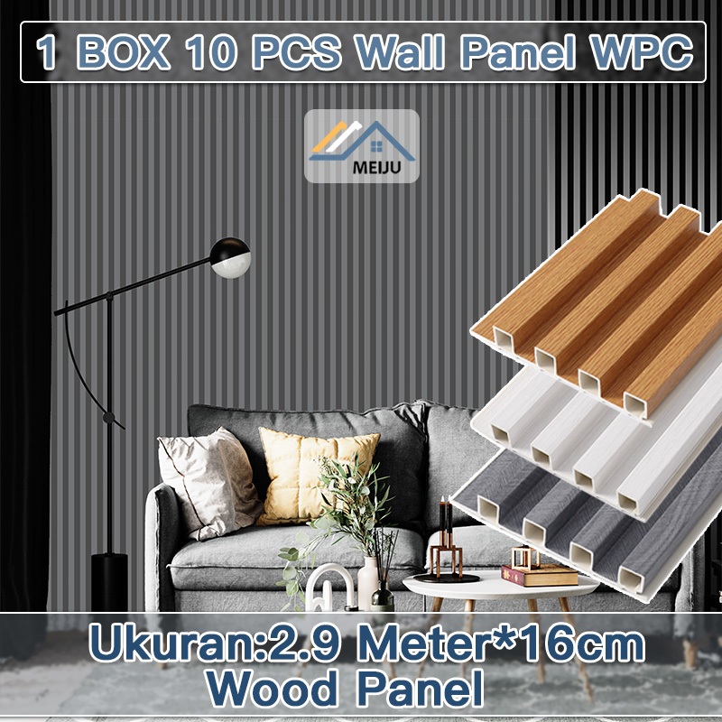 MJ-10PCS Papan Kayu Panel PVC / Panel Dinding PVC / Panel Dinding WPC Kayu Solid 16*2.2cm Panel Dind