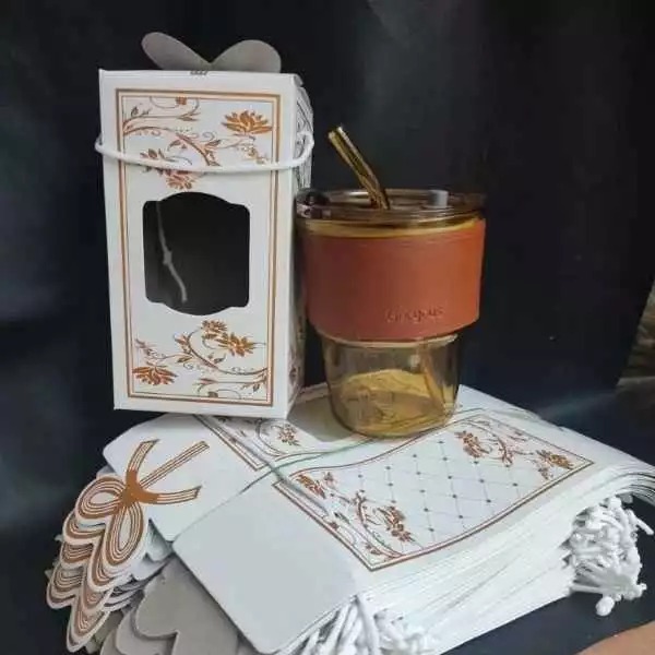 Souvenir Pernikahan Gelas Tumbler Aesthetic Kaca + Sedotan Kemas Box Suvenir Sopenir Sovenir