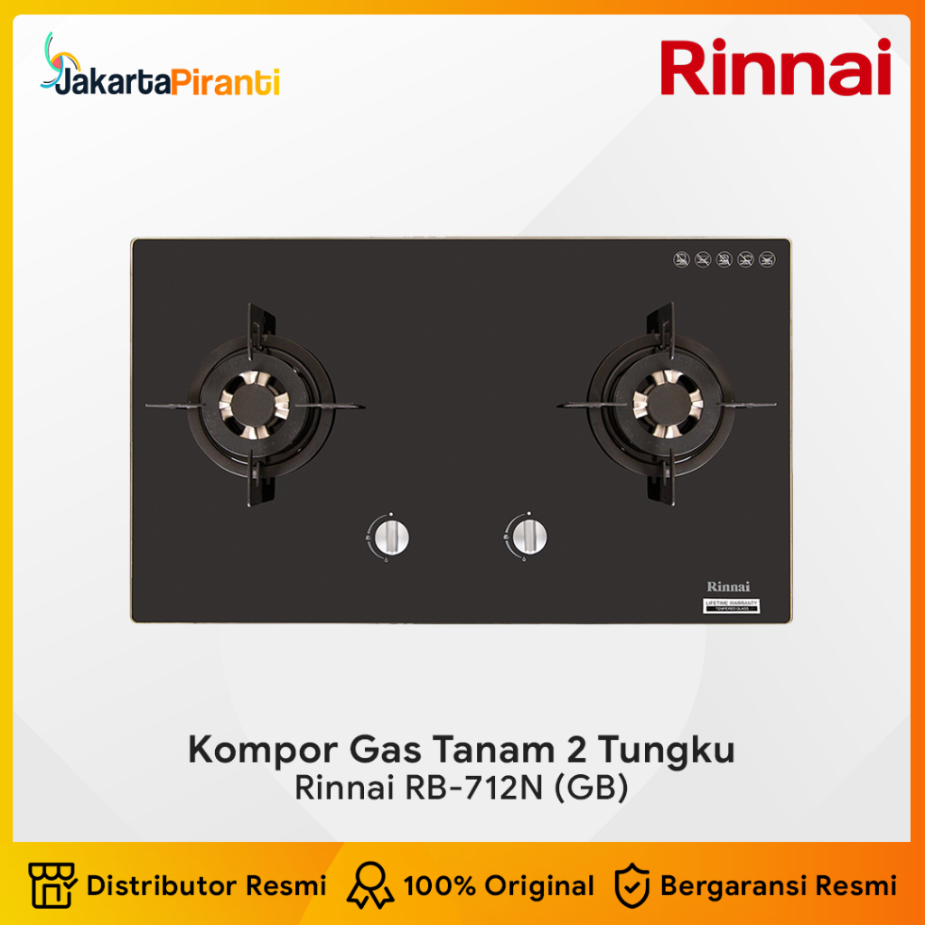 Kompor gas tanam rinnai RB 712N (GB) Kompor Rinnai RB 712 NGB RB712NGB Built-in Gas Hob Kompor Gas T