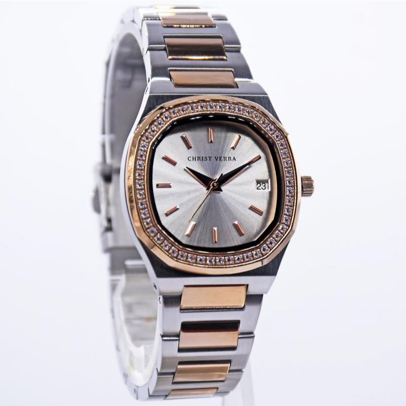 100% original  jam Christ Verra Casual Women's Watches CV 919566L-14 SLV silver rosegold