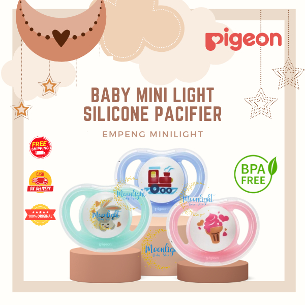Pigeon Baby Mini Light Silicone Pacifier S M L | Empeng Minilight Bayi Ada Tutup