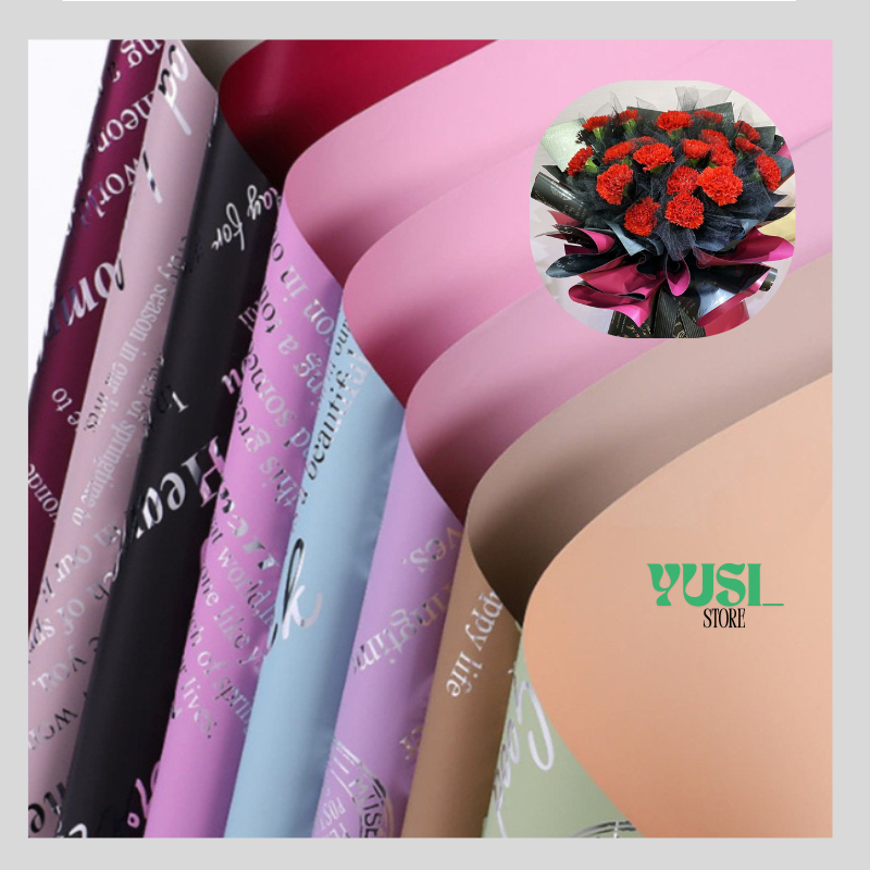 

Isi 20 LEMBAR Kertas Buket Bunga Dua Warna Cellophane Flower Wrapping BiColor Waterproof KB107
